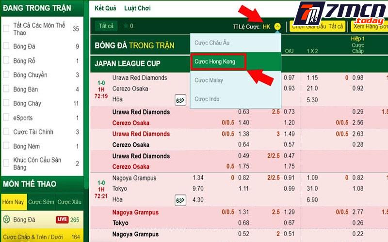 Bảng kèo Hong Kong được biểu thị dễ hiểu
